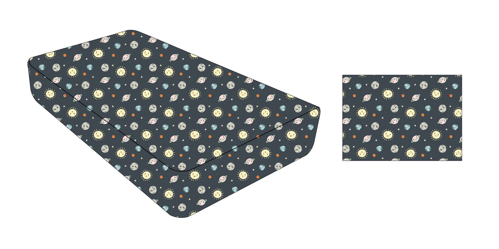 Solar System Twin Sheets with Pillowcase "Cosmic Cuties"