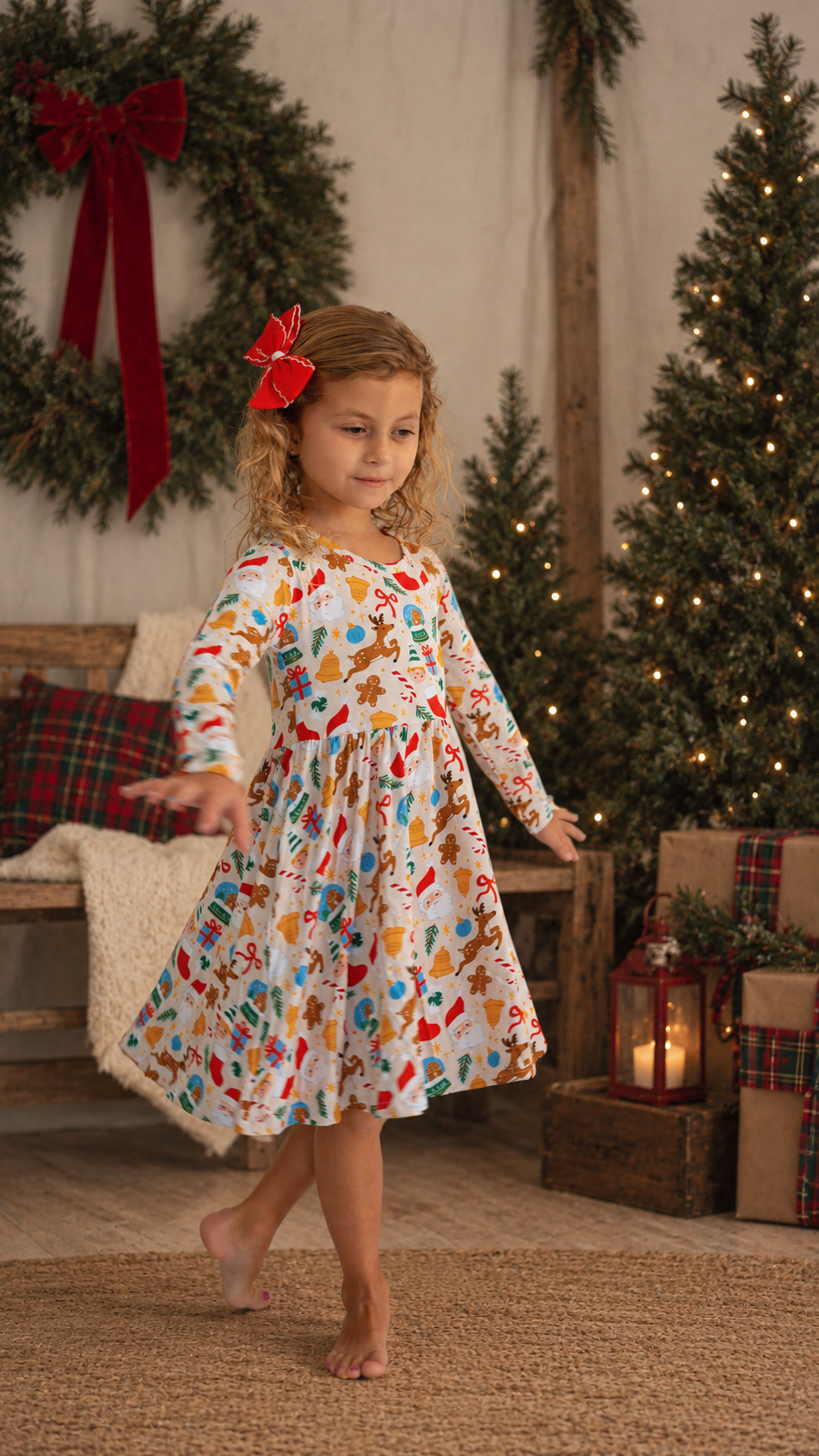 Classic Christmas Long Sleeve Bamboo Dress