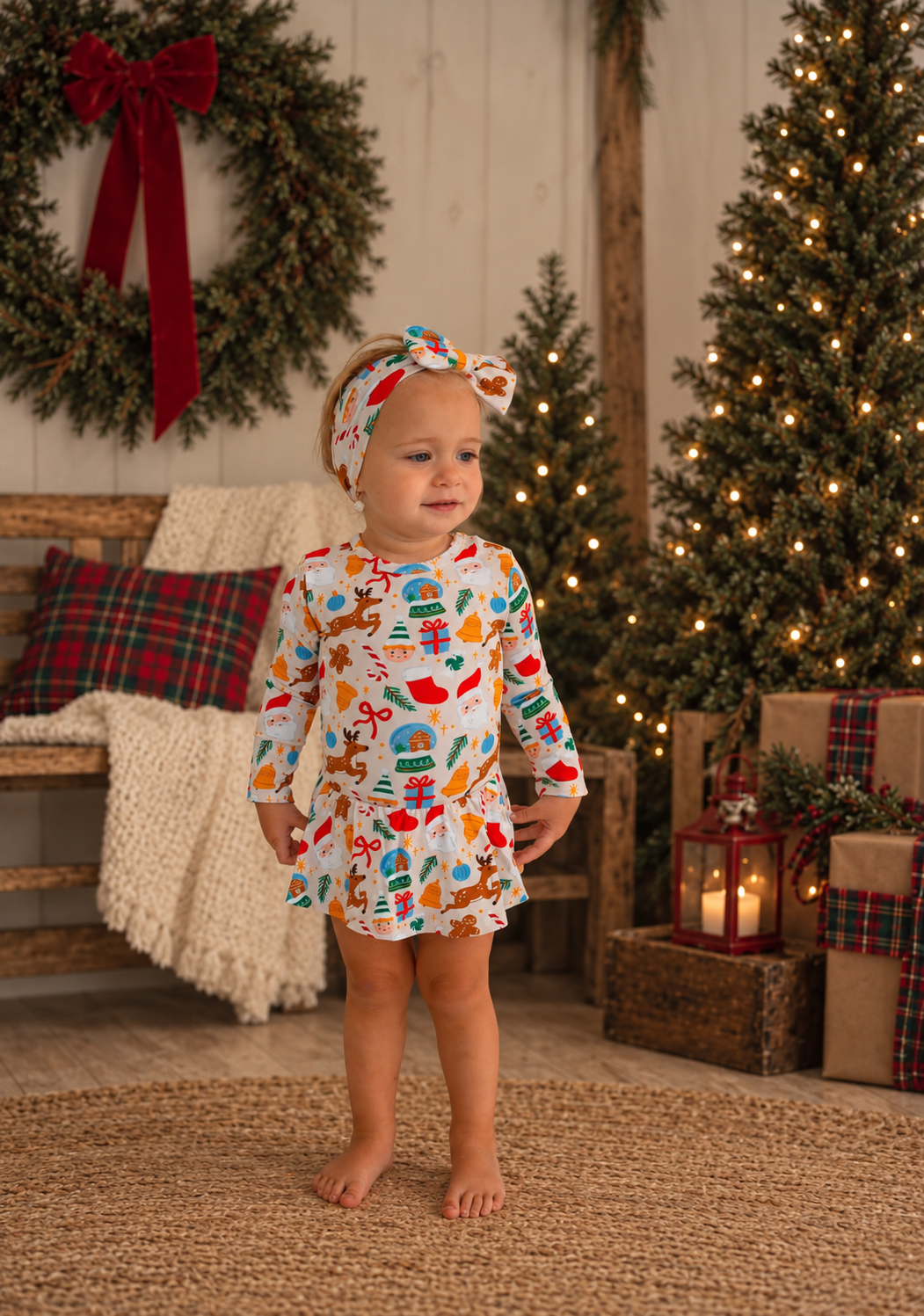 Classic Christmas Long Sleeve Romper
