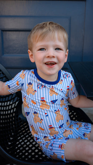 Fourth of July Bear Short Sleeve Set "All American Teddy"