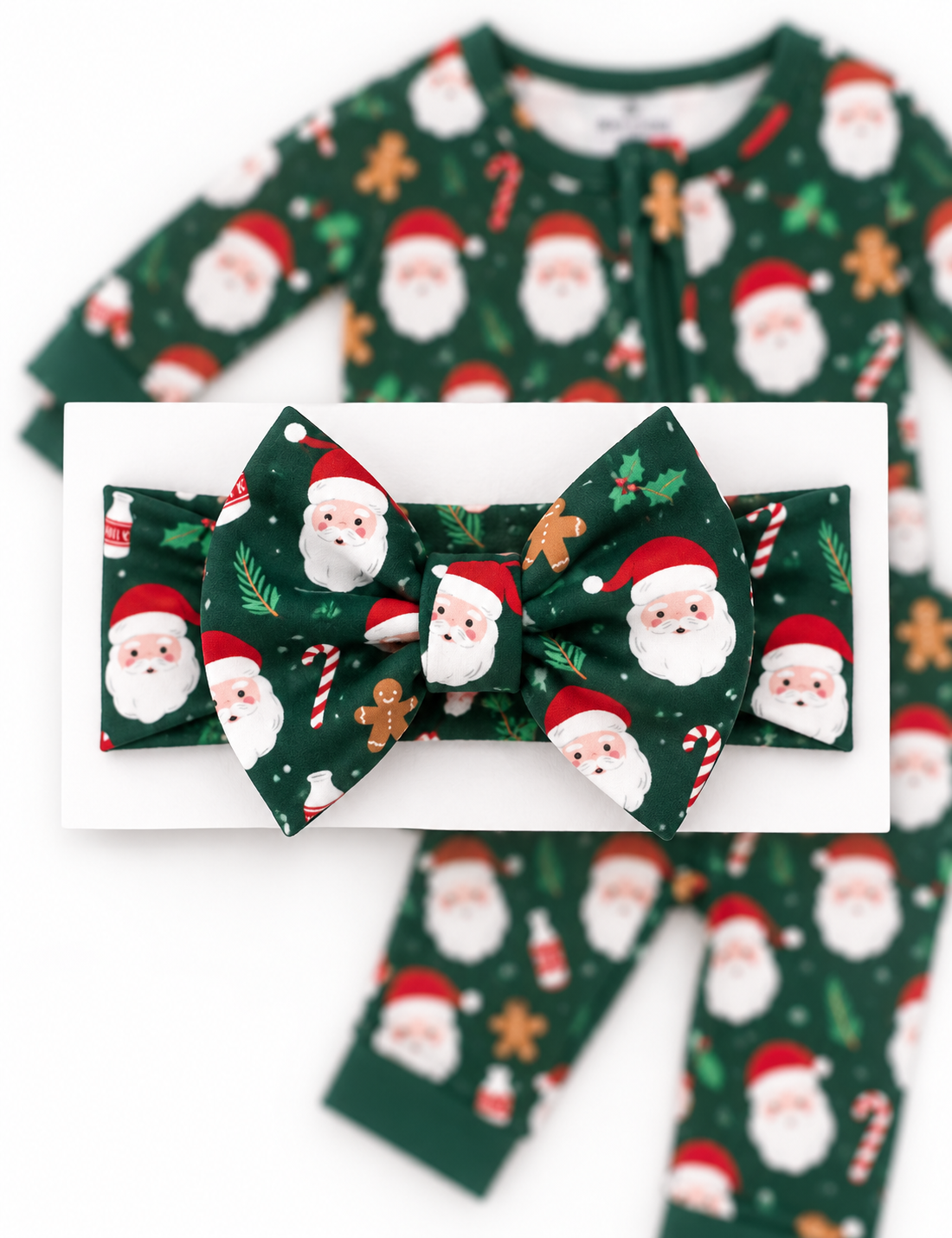 Green Christmas Santa Luxe Bow (RTS)