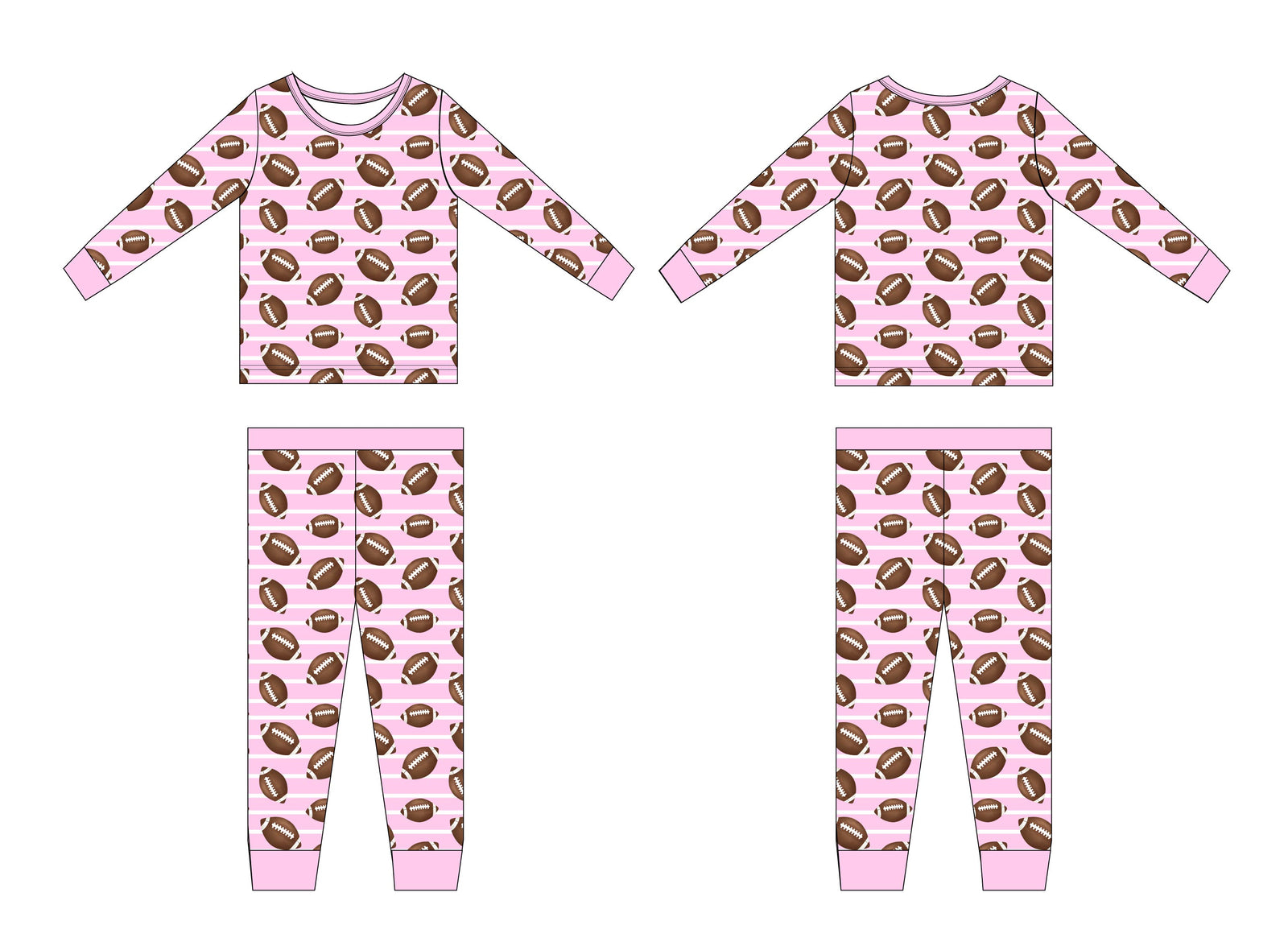 Girls Football Two-Piece Pajamas