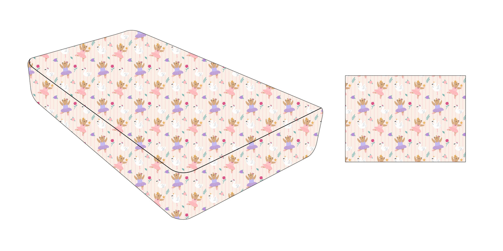 Ballerina Bear Twin Fitted Sheet & Pillow (Teddy Twirls)