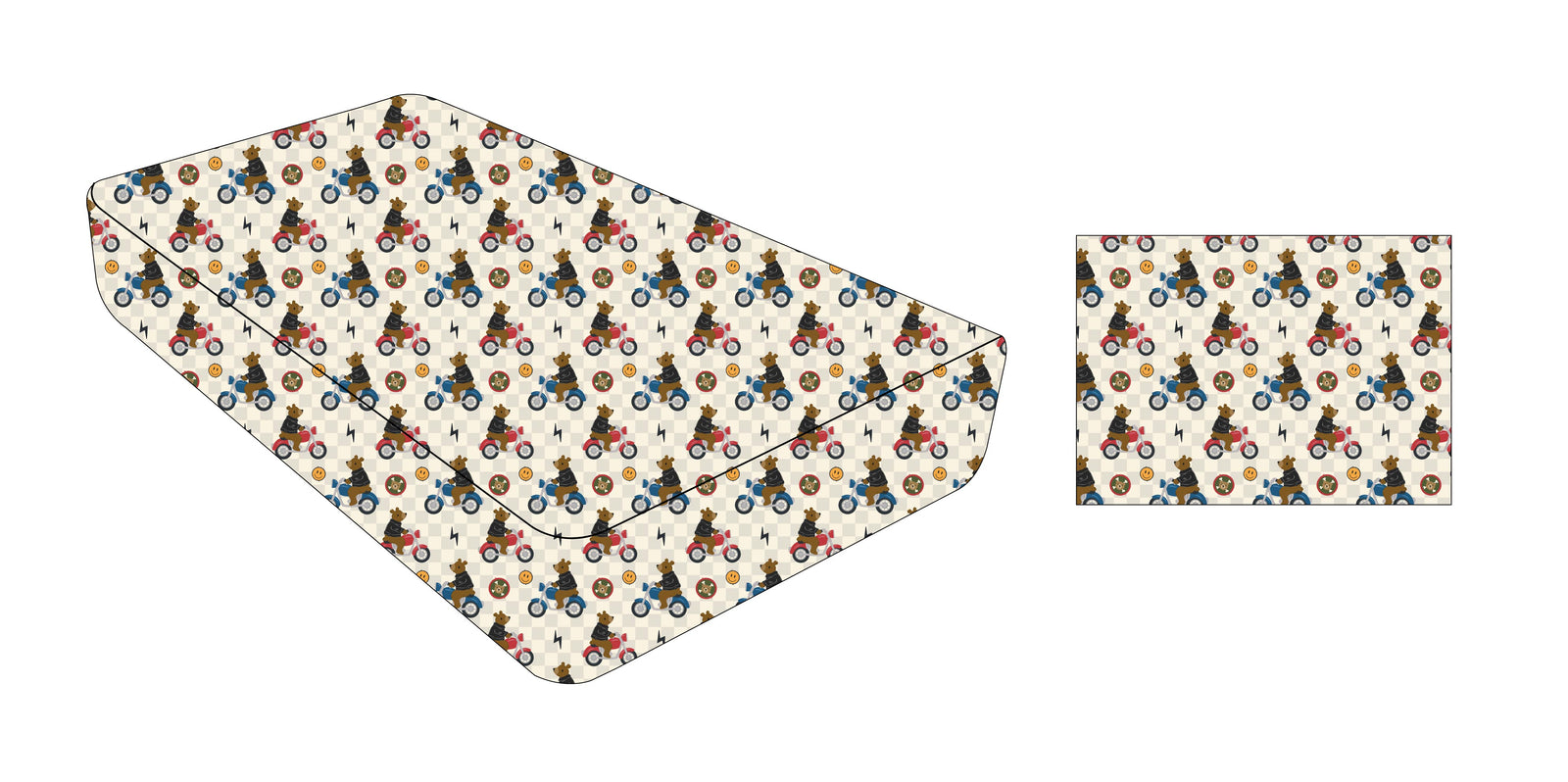 Biker Bear Twin Fitted Sheets & Pillow Case (Bear Cub Biker Club)