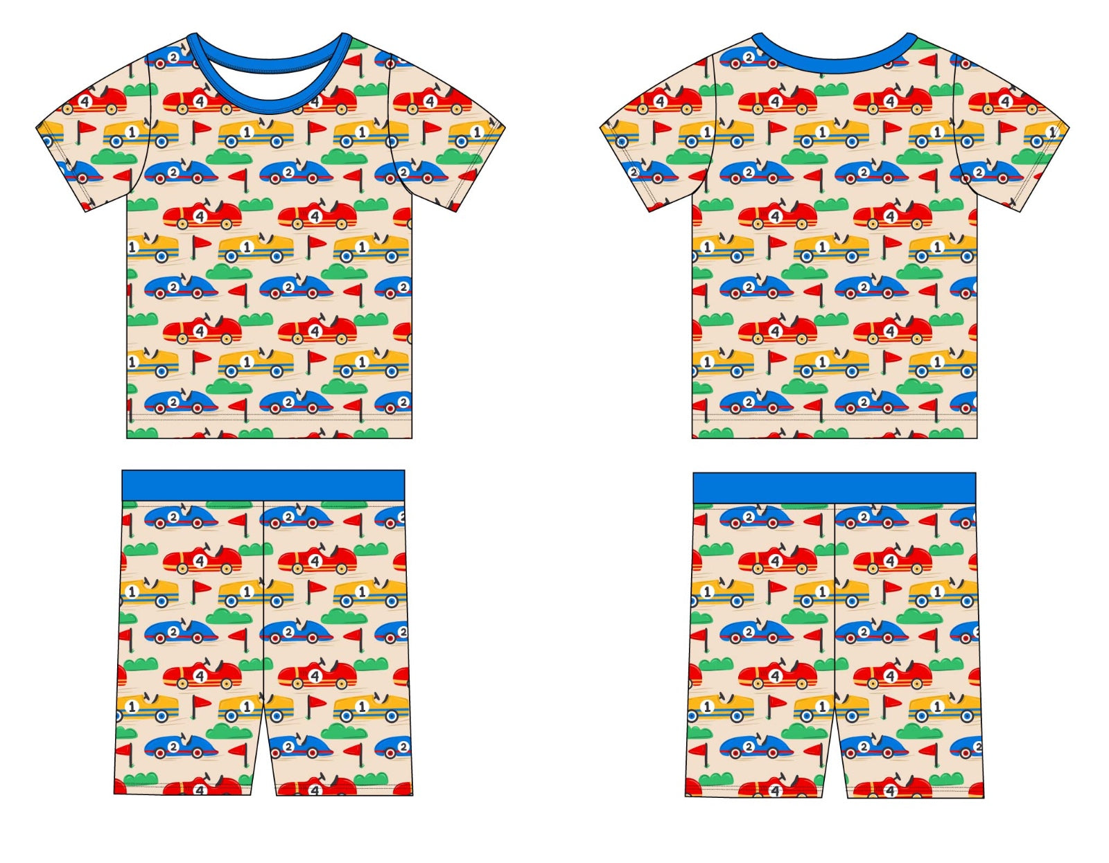Vintage Cars Two Piece Pajamas - RTS