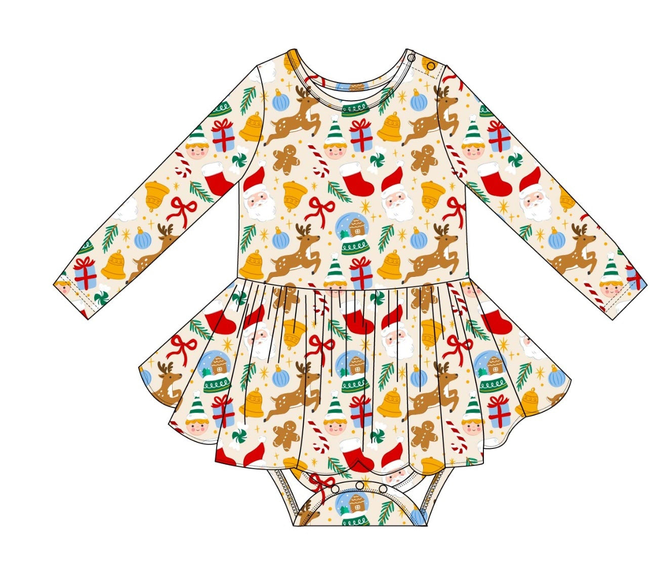 Classic Christmas Long Sleeve Romper (pre-order)