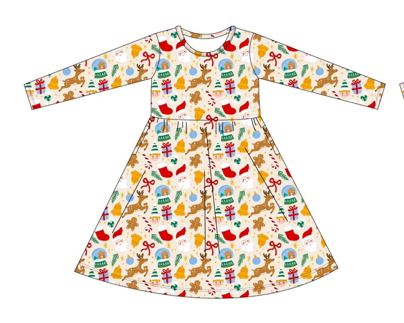 Classic Christmas Long Sleeve Bamboo Dress (pre-order)