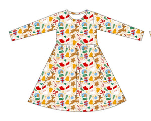 Classic Christmas Long Sleeve Bamboo Dress