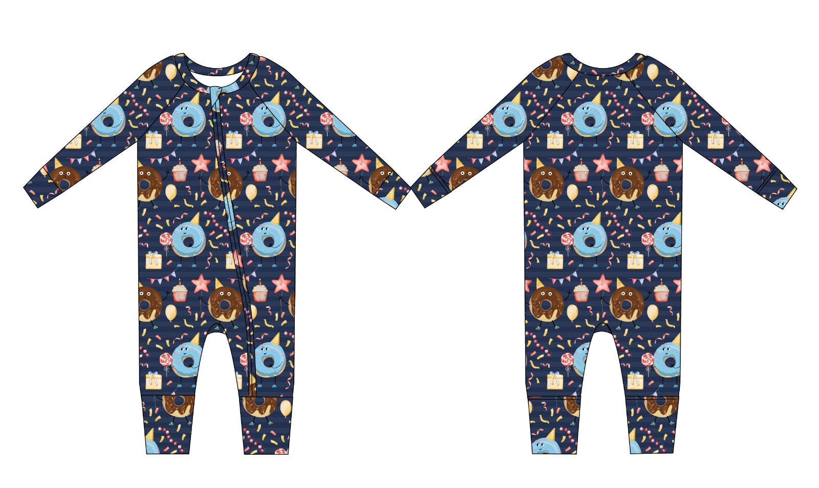 Blue Birthday Donut Bamboo Zippy Pajamas (Pre-Order- arrives in November)