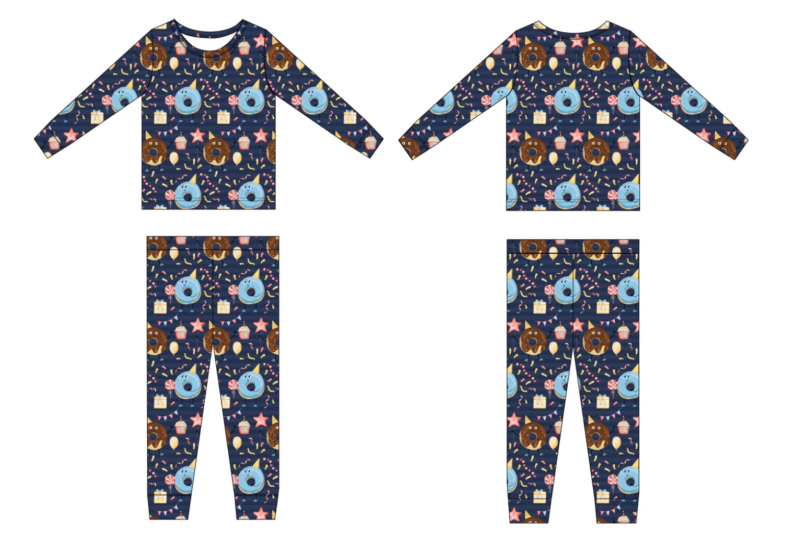 Blue Birthday Donut Bamboo Pajamas Two-Pieces (Pre-Order - arrives November)